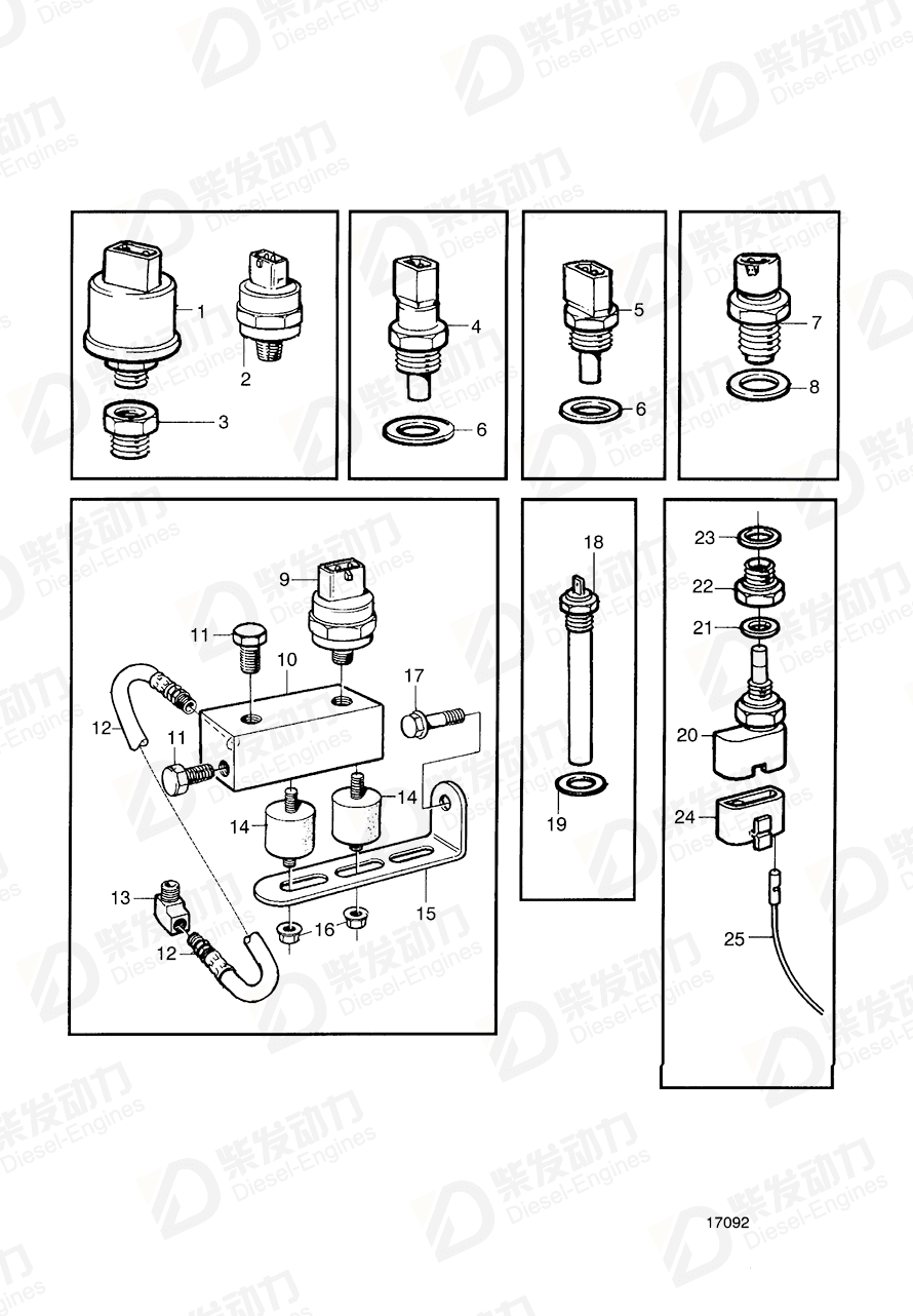 volvo penta Thermo monitor, coolant temp. 862250 Drawing volvo penta Thermo monitor, coolant temp. 862250 Drawing